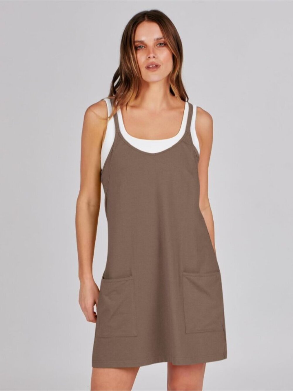 Athletic Mini Romper Dress with Built-in Shorts - Picture 3 of 9